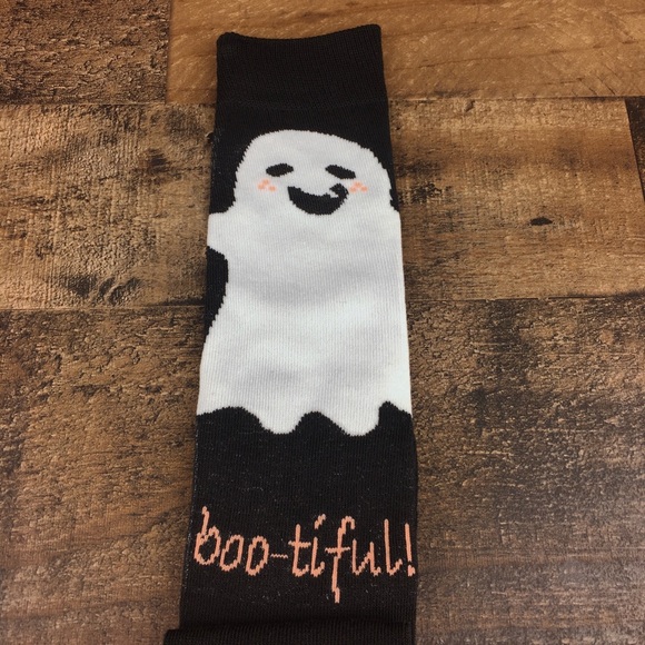 New Boo-tiful Ghost Halloween Knee High Socks 5-9 - Picture 1 of 5